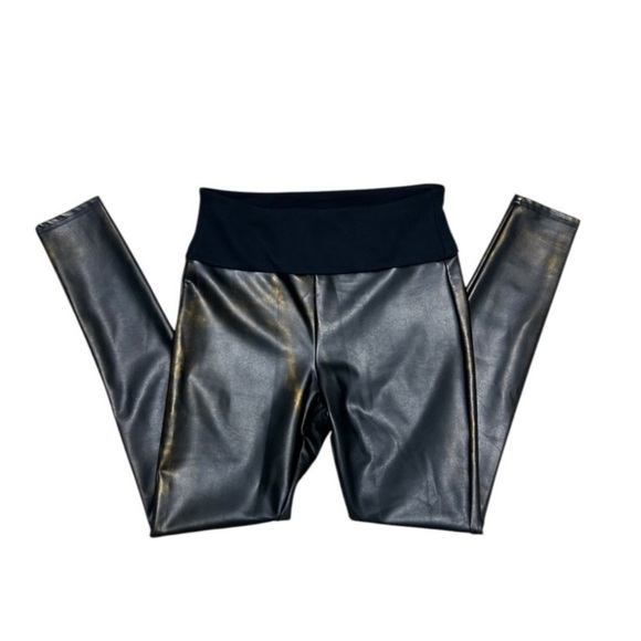 Assets by Spanx All Over Faux Leather Shaping Leggings Black & Gold Size XL - Picture 3 of 5